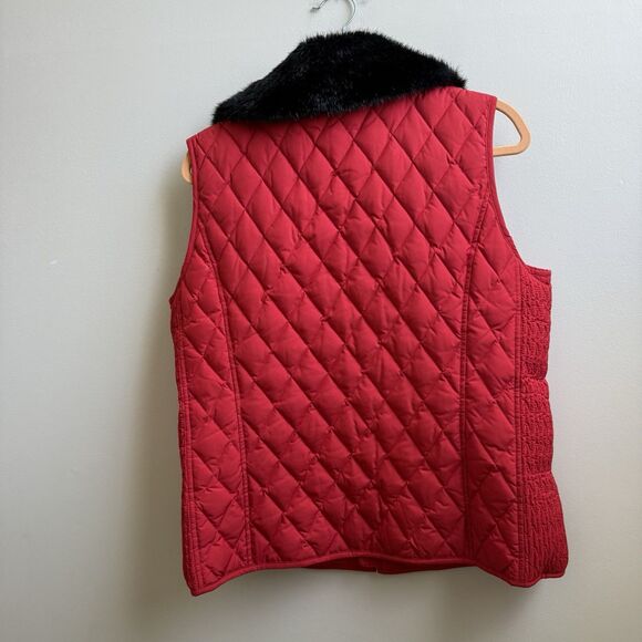 Pendleton Womens Quilted Down Blend Vest Jacket Faux Fur Collar Red Size L - Picture 2 of 6
